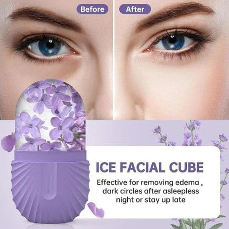 1PACK Ice Face Roller,Ice Cube Roller for Face, Beauty Massage Silicone Ice Mold Skin Care,Reusable Ice Cube Roller (Pink)