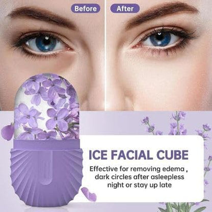 1PACK Ice Face Roller,Ice Cube Roller for Face, Beauty Massage Silicone Ice Mold Skin Care,Reusable Ice Cube Roller (Pink)