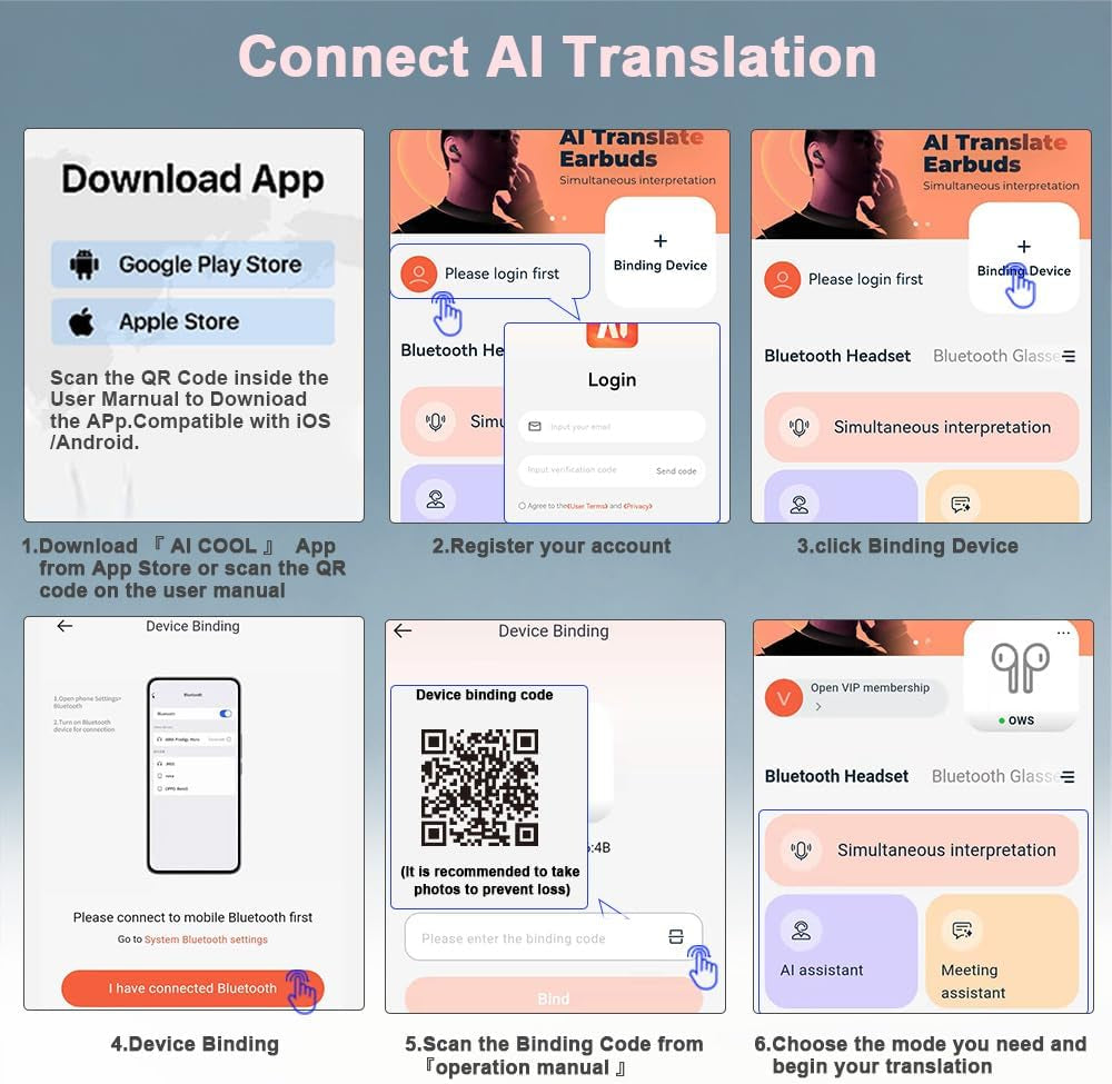 AI Language Translator Earbuds Real Time, Supports 144 Languages, Earphone 3-In-1 Accents，Headphones Language Earbud Translators Bluetooth & APP for Travel, Business, and Learning（Black）