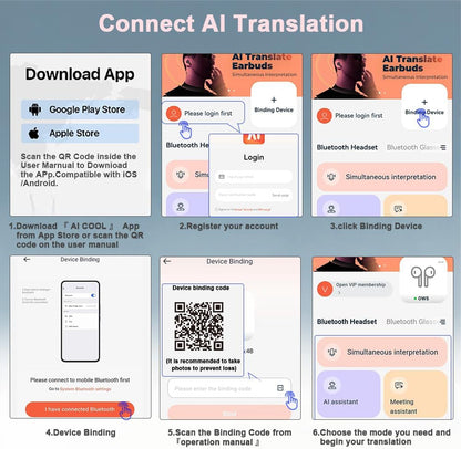 AI Language Translator Earbuds Real Time, Supports 144 Languages, Earphone 3-In-1 Accents，Headphones Language Earbud Translators Bluetooth & APP for Travel, Business, and Learning（Black）