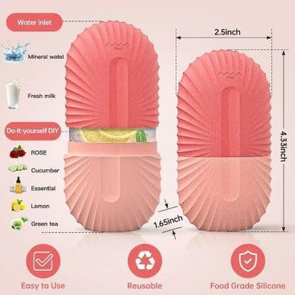1PACK Ice Face Roller,Ice Cube Roller for Face, Beauty Massage Silicone Ice Mold Skin Care,Reusable Ice Cube Roller (Pink)