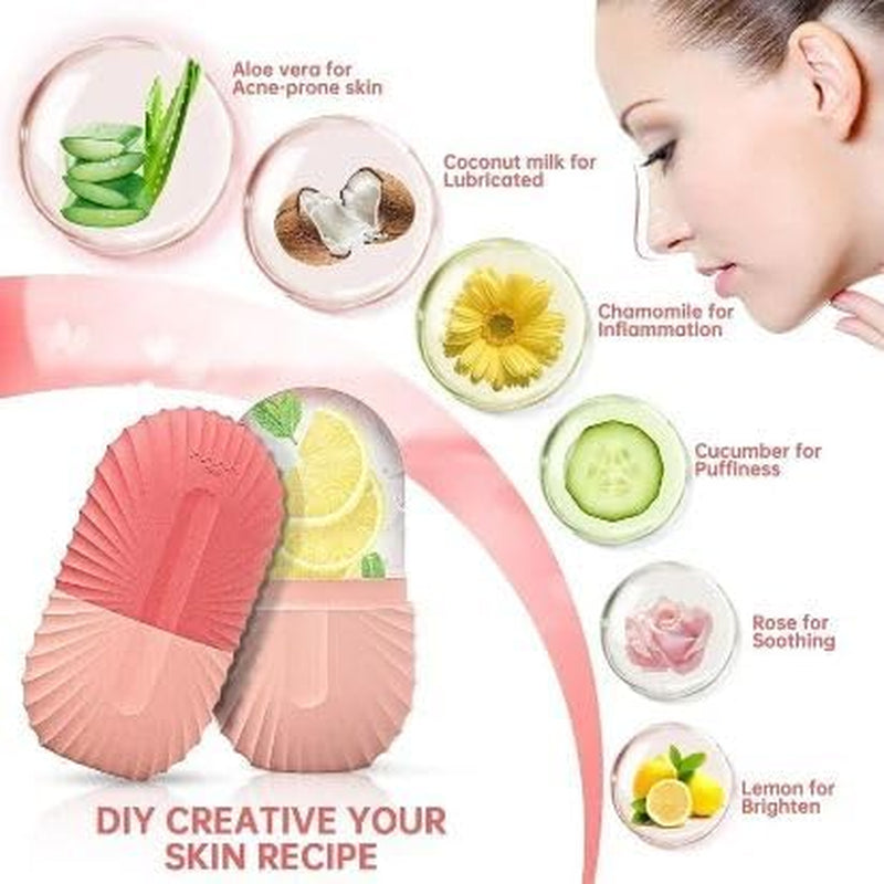 1PACK Ice Face Roller,Ice Cube Roller for Face, Beauty Massage Silicone Ice Mold Skin Care,Reusable Ice Cube Roller (Pink)