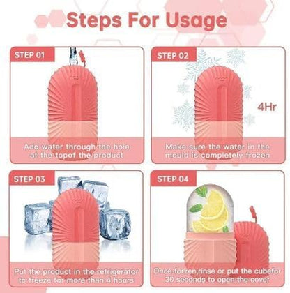 1PACK Ice Face Roller,Ice Cube Roller for Face, Beauty Massage Silicone Ice Mold Skin Care,Reusable Ice Cube Roller (Pink)