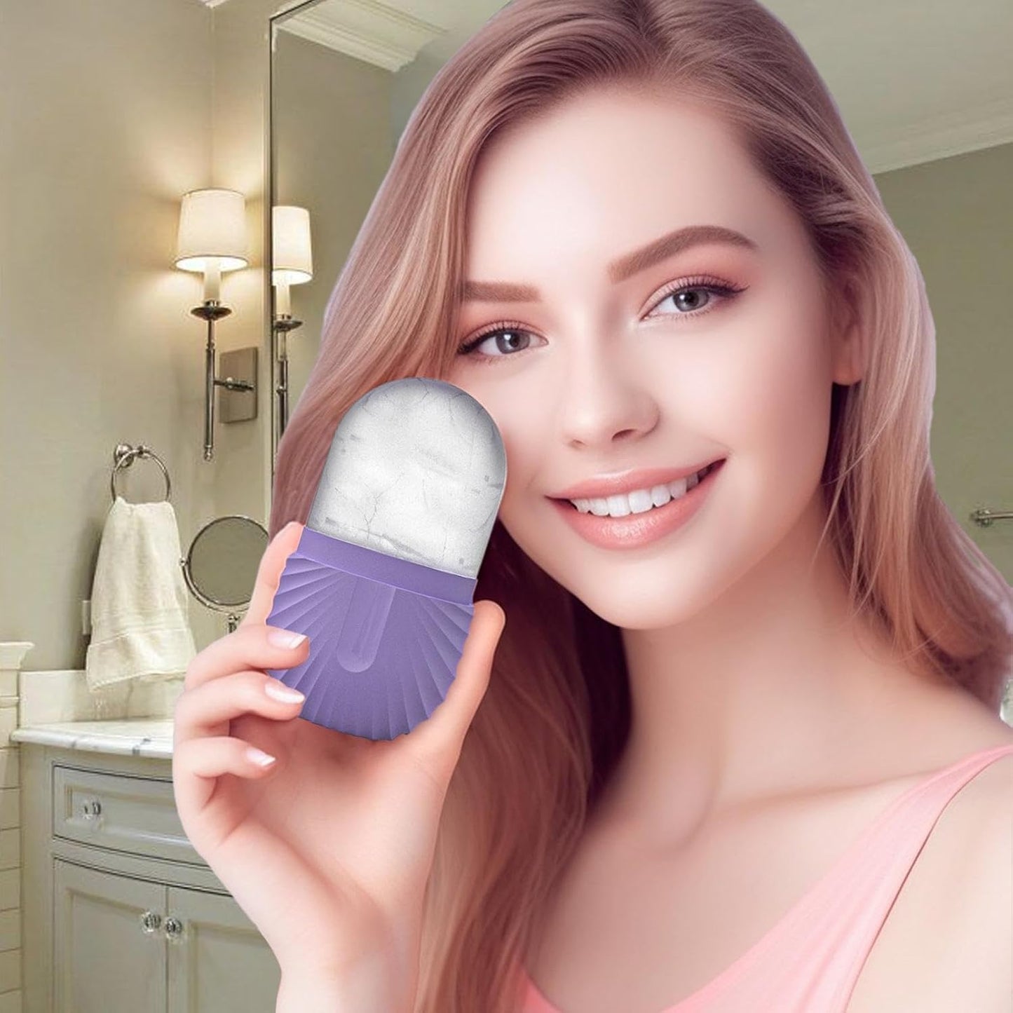 Silicone Ice Face Roller Reusable Ice Facial Mold Cooling Refreshing 6.2X4.4X11.4Cm Facials Roller Massage Skincare Facial Cooling Massage for Face Eye Neck Brighten Skin Reduce Puffiness