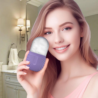 Silicone Ice Face Roller Reusable Ice Facial Mold Cooling Refreshing 6.2X4.4X11.4Cm Facials Roller Massage Skincare Facial Cooling Massage for Face Eye Neck Brighten Skin Reduce Puffiness