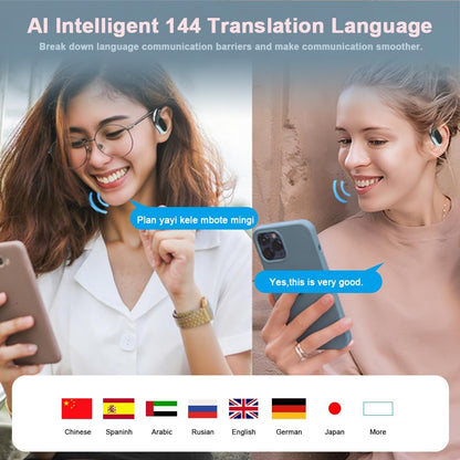 AI Language Translator Earbuds Real Time, Supports 144 Languages, Earphone 3-In-1 Accents，Headphones Language Earbud Translators Bluetooth & APP for Travel, Business, and Learning（Black）